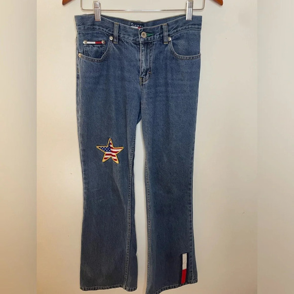 Rare VintageY2K Tommy Jeans||Tommy Hilfiger Patriotic Denim jeans size 5 - Picture 4 of 9